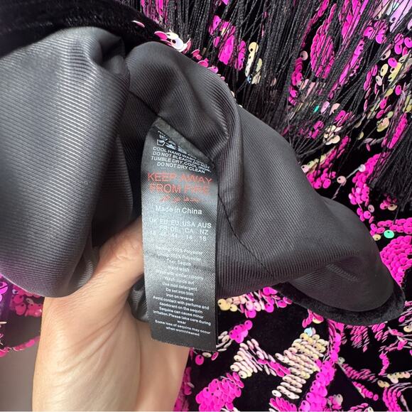 Nasty Gal Plus Size Fringe Sequin Fringe Blazer Jacket, Western Bling, size 14 - Picture 10 of 14